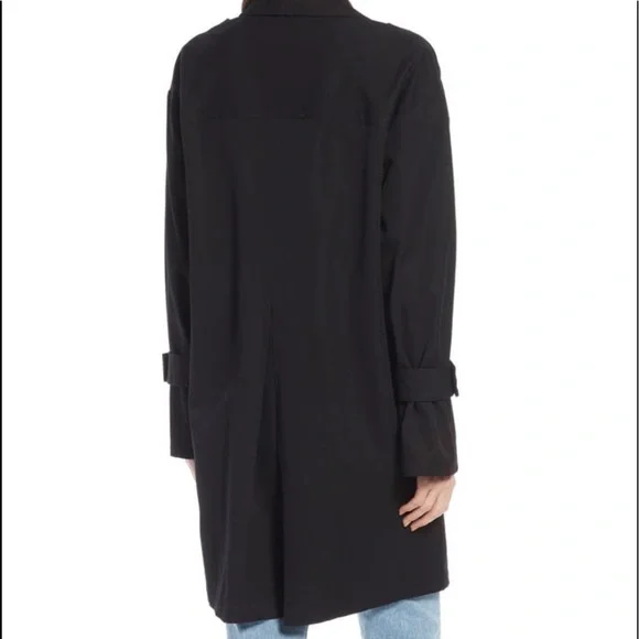 NEW SOMETHING NAVY Black Easy Oversized Tench Coat Size Medium - Picture 2 of 7